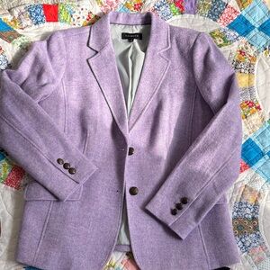 Talbots Lavender Herringbone Wool-Blend Blazer